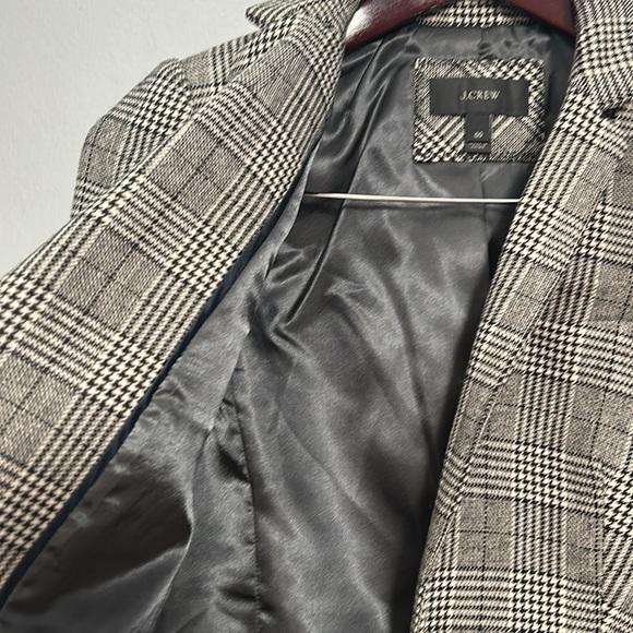 J. Crew Wool Black White Herringbone Style Single Button Blazer size 00 - Picture 12 of 15